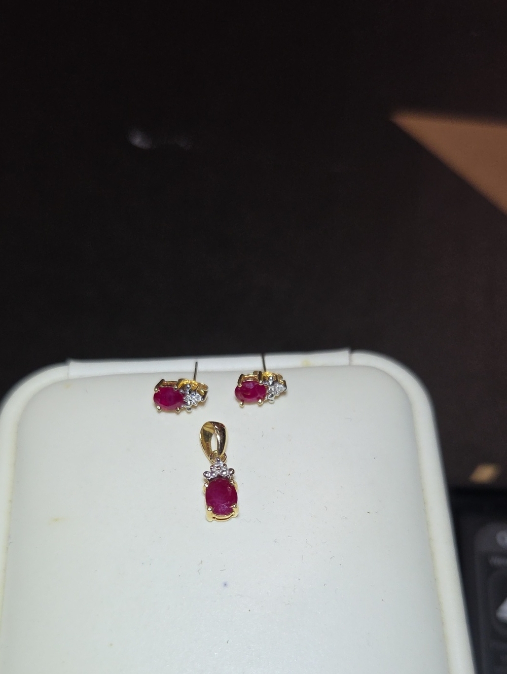 STUNNING Vintage 10K Yellow Gold STS Natural Ruby & Diamond Accent Jewelry Set